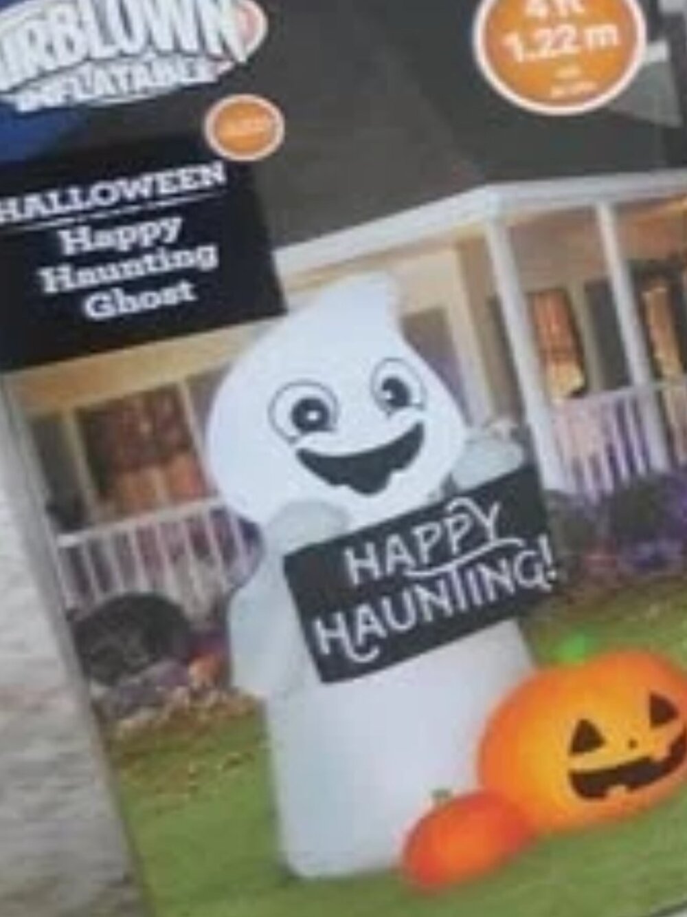 Halloween 4ft Happy Haunting Ghost Inflatable Yard Decoration IN BOX
